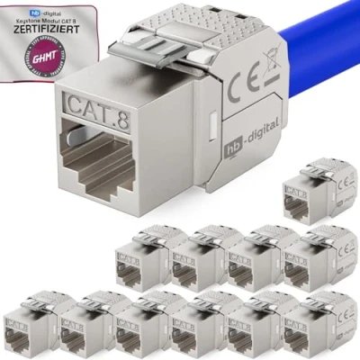 Afbeelding van HB DIGITAL 12x CAT 8.1 Keystone Jack RJ45 Module LSA naar bus STP 2000MHz 40 Gbit/s inbouwbus voor 5e/6/6a/7 Ethernet LAN netwerkkabel patchpaneel netwerkaansluiting