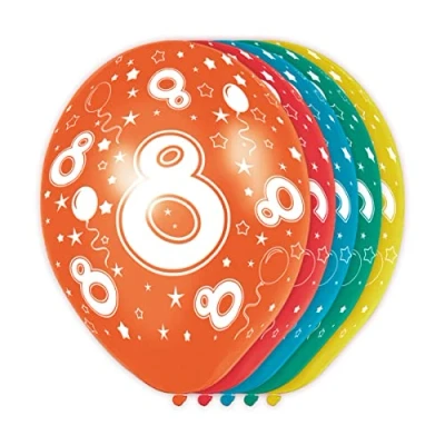 Afbeelding van Folat ballonnen 8 Jaar 30 cm latex 5 stuks