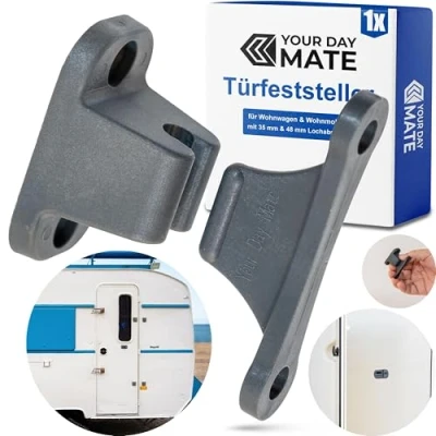 Afbeelding van Deurvastzetter voor caravans, 1 st., in grijs, om vast te schroeven, met 35 mm en 48 gatafstand, deurslot opbergdeur camper, serviceluik