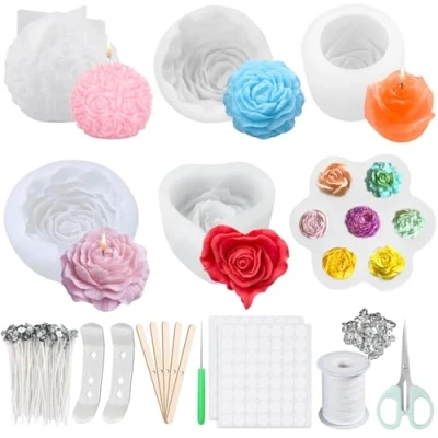 Afbeelding van UCAMP Siliconen Kaarsvormen,Kaars Mallen,Kaarsen Vorm,Kaarsvormen Om Te Gieten,3D Diy Vorm Voor Kaarsen Het Maken Van Geurkaars Zeep Snoep Party Decoratie