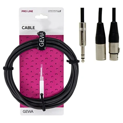 Afbeelding van GEWA Tussenkabel Pro Line 1,5m, zwart, REAN stekker, 1x 6,3 mm stereo jack XLR(m) &amp; XLR (f), 190730