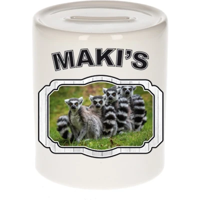 Afbeelding van Dieren liefhebber maki familie spaarpot apen cadeau Spaarpotten