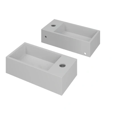 Afbeelding van INK Versus Fontein 36x18x9cm wasbak links 1 kraangat Polystone Mat Wit