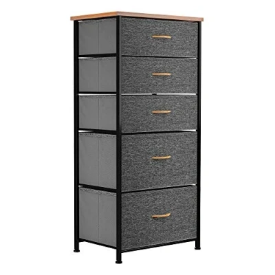 Afbeelding van YITAHOME Ladekast, kationische stof 5 lades opbergunit voor slaapkamer, woonkamer, kast, stevig stalen frame, gemakkelijk te trekken stoffen bakken en houten top, dressoir