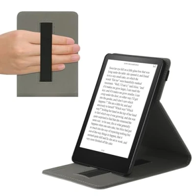 Afbeelding van kwmobile case compatibel met Amazon Kindle Paperwhite 11. Generation 2021 hoes E reader cover van kunstleer In grijs Opkomende Zon