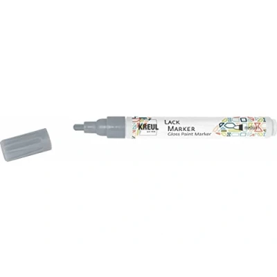 Afbeelding van KREUL 47021 Lakverfstift medium zilver, met ronde punt, lijndikte 2 4 mm voor het ontwerpen, labelen en versieren van kleine, originele geschenken, kaarten, enz.