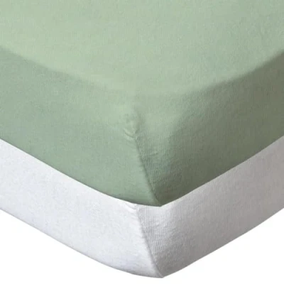Afbeelding van Babycalin Set van 2 hoeslakens wit/groen, 70 x 140 17 cm