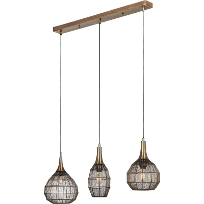 Afbeelding van Trio Landelijke eettafelhanglamp Soraya brons 365400304
