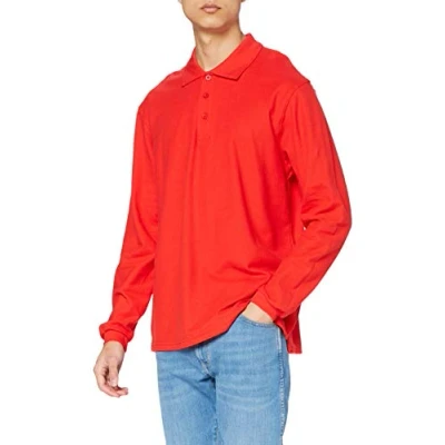 Afbeelding van Fruit of the Loom Premium poloshirt voor heren met lange, rood, M