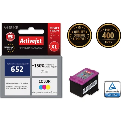 Afbeelding van Activejet AH 652CR inkt (vervanging voor HP 652 F6V24AE; Premium; 21 ml; kleur)
