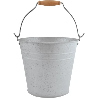 Afbeelding van Zinken emmer/bloempot/plantenpot met handvat 5 liter IJzeren emmer / teil