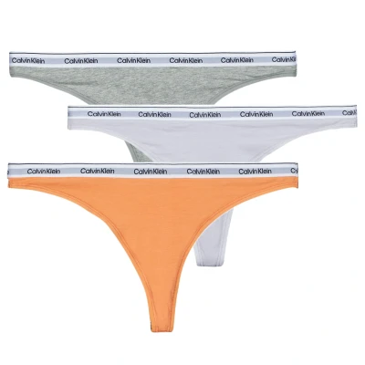 Afbeelding van Calvin Klein Underwear Thong 3 PACK String, Dames, Maat: XL, Cadmium orange/grey heather/lavender blue
