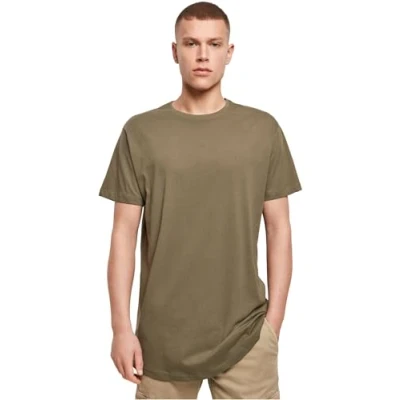 Afbeelding van Build Your Brand Shaped Long Tee T shirt met korte mouwen voor heren, groen (olijf), M