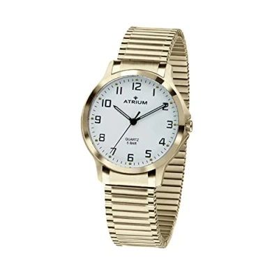 Afbeelding van ATRIUM Horloge Dames Goud Analoog 5 bar Waterdicht Flexibele maat door Edelstalen Rekband horlogekast Duidelijk Mineraalglas Quartz Uurwerk A13 60