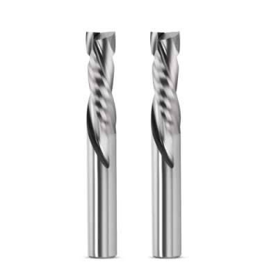 Afbeelding van Compressiefrees, 8 mm schachtfrees, 2 stuks, fluiten, spiraalgroeffrees, 25 snijlengte, up&amp;down gesneden, spiraalfrees, bit, VHM, groeffrees voor hout, MDF, dichteplank, spaanplaat