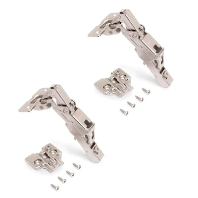Afbeelding van Emuca 1014907 Pack van 2 scharnieren Ø 35 mm 165 met zachte sluiting voor elkaar overlappende deuren en accessoires het vastschroeven verbindingsbehuizing.