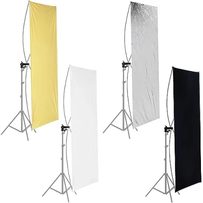 Afbeelding van Neewer 90 x 180 cm fotostudio flatpanel lichtreflector met 360 graden draaibare houder en draagtas goud/zilver zwart/wit