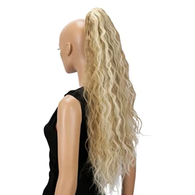 Afbeelding van CAISHA 70 cm Extra Lang Volumineus Golvend Haarstukje Met Clip On Vlecht Paardenstaart Hittebestendige Synthetische Vezels Gemengde Lichtblonde Highlights H711