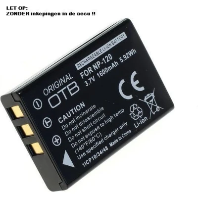 Afbeelding van OTB Accu Batterij Fuji NP 120 1600mAh (zonder inkepingen in de behuizing)