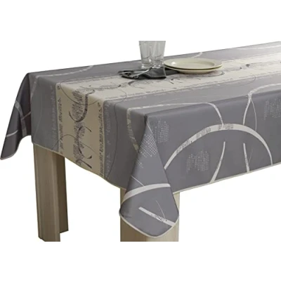 Afbeelding van Le linge de Jules Astrid Ecru Vlekbestendig Tafelkleed Afmetingen: Rechthoek 150 x 240 cm, Grijs