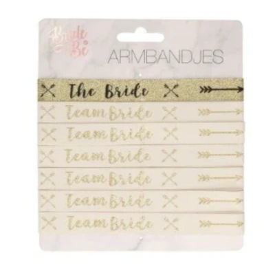 Afbeelding van Armbanden Vrijgezellenfeest Team Bride 7 stuks