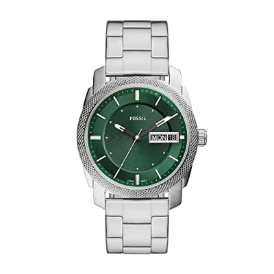 Afbeelding van Fossil Machine Roestvrijstalen Herenhorloge met Drie Wijzers en Datum, FS5899
