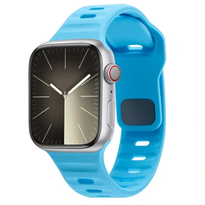 Afbeelding van Apple Watch bandje Siliconen en TPU (zacht) Blauw Geschikt voor Series 1/2/3/4/5/6/7/8/9/10/SE/Ultra/Ultra 2 (44/45/46/49 mm)