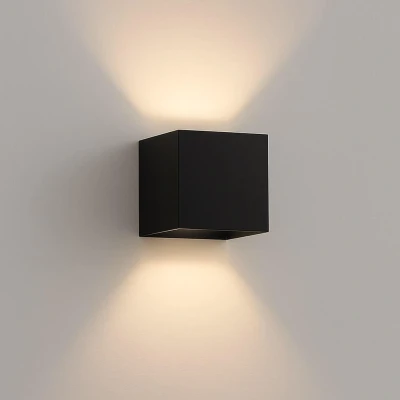 Afbeelding van Searchlight Cube Wandlamp 9,7 X Cm Zwart
