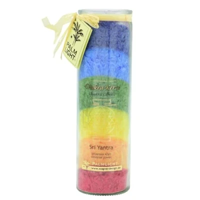 Afbeelding van Palm Light Regenboog 7 chakra&#039;s windlicht wax meerkleurig SRI Yantra (ca. 100 uur batterijduur)
