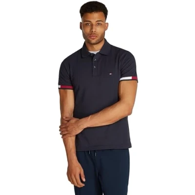 Afbeelding van Tommy Hilfiger FLAG CUFF SLIM Poloshirt, Heren, Maat: Medium, Desert sky