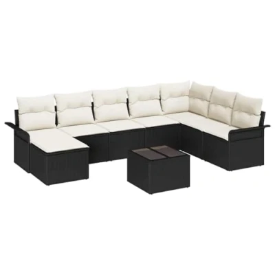 Afbeelding van vidaXL 8 Delige Tuin Sofa Set met Kussens Bruin Poly Rattan