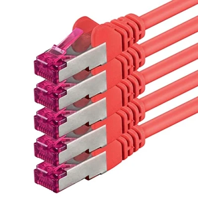 Afbeelding van 0,5m rood 5 stuks Ethernet Cable Gigabit LAN Netwerkkabel RJ45 CAT6a (10Gb/s) S FTP CAT 6a Lankabel GHMT gecertificeerd PIMF 500 MHz