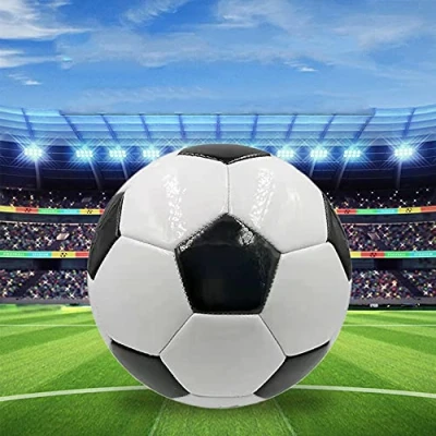 Afbeelding van SUQ Traditionele Maat 5 Zwart wit leer Voetbal, Voetbal 5, voor Kinderen Volwassenen Training Oefenwedstrijden, Amusement, Spelletjes Binnen/Buiten, Park, Strand, Tuin