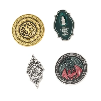 Afbeelding van Grupo Erik: Game of Thrones Set van 4 gepersonaliseerde reversspeldjes metaal, geëmailleerde metalen reversspeldjes, gadgets, cadeau ideeën Thrones,