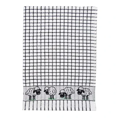 Afbeelding van Samuel Lamont &amp; Sons Poli dri Jacquard theedoek zwart schaap, maat 50 cm x 70 cm, 100% katoenen badstof, ultra absorberend en superzacht, machinewasbaar, zwart, één
