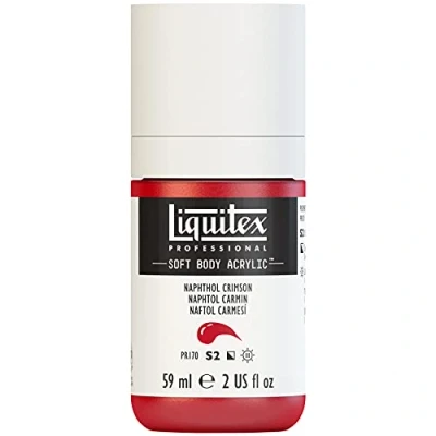 Afbeelding van Liquitex 1959292 Professional Acrylfarbe Soft Body Künstlerfarbe in cremiger deckender Konsistenz, hohe Pigmentierung, lichtecht &amp; alterungsbeständig, 59ml Flasche Naphtholrot Karmin