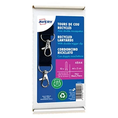 Afbeelding van Avery 4844 halsband met dubbele karabijnhaak 44 cm lang x 2 breed, zwart, 10 stuks