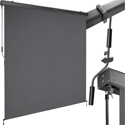 Afbeelding van tectake® Verticale Luifel Eloise 180 x 250 cm Zonwering Rolgordijn Buiten Schaduwdoek Met 2 Wandhouders Handslinger Winddicht Zonnescherm Voor Balkon, Terras, Tuin en Bevestiging aan Muren Antraciet