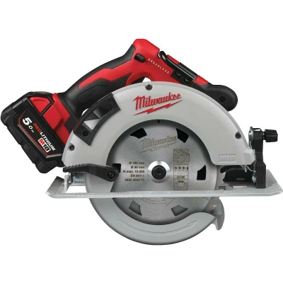 Afbeelding van Milwaukee M18 BLCS66 502X koolborstelloze 66mm cirkelzaagmachine voor hout en kunststof set (2x 5,0Ah accu) in HD Box