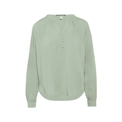 Afbeelding van QS Fliessende MIT Raffung Blouse, Dames, Maat: 40, Salbeigrün