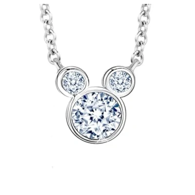 Afbeelding van Kaguyo zilveren ketting voor dames 925 sterling zilver heldere zirkonia schattige muis hanger meisjes en kinderen verjaardagscadeau
