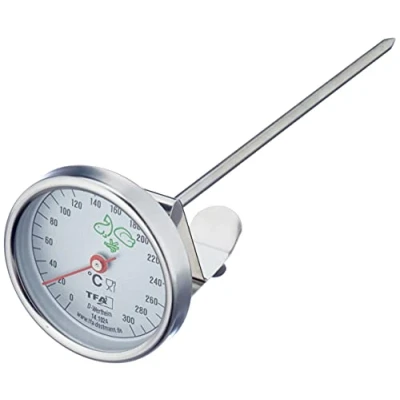 Afbeelding van TFA Dostmann analoge Vet thermometer, 14.1024, van roestvrij staal, praktisch keukenhulpje, voor en optimale frituurtemperatuur, (L) 51 x (B) 60 (H) 162 mm