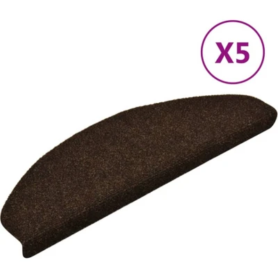 Afbeelding van vidaXL Trapmatten zelfklevend 5 st 65x21x4 cm naaldvilt bruin