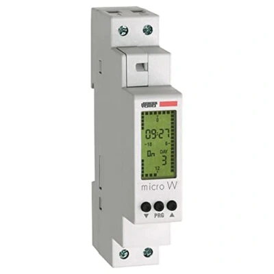 Afbeelding van Vemer ve758200 digitale timer met weekprogramma voor hoedenrails, lichtgrijs