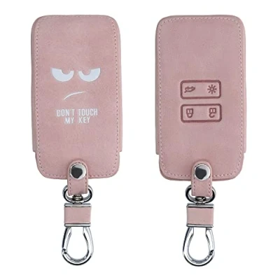 Afbeelding van kwmobile autosleutelhoes geschikt voor Renault 4 knops Smartkey autosleutel (alleen Keyless Go) Hoesje van imitatieleer in wit / roségoud Don&#039;t Touch My Key design