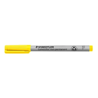 Afbeelding van STAEDTLER Lumocolor, 316 1 Foliestift, niet permanent, geel, oplosbaar in water, F punt met lijnbreedte ca. 0,6 mm, hoge kwaliteit, Made Germany, 10 gele foliestiften kartonnen etui