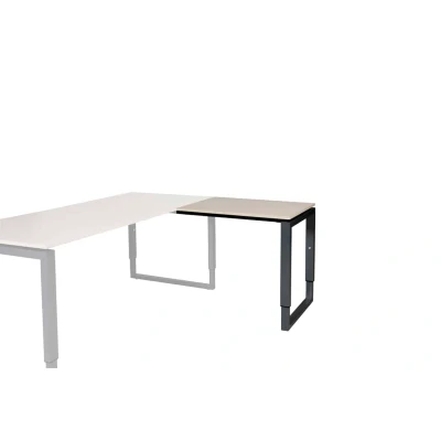 Afbeelding van Domino Plus aanbouwtafel, hoogte instelbaar (62 85cm) met 80x60cm &#039;zwevend&#039; robson eiken 25mm blad en zwart (RAL9005) O poot frame