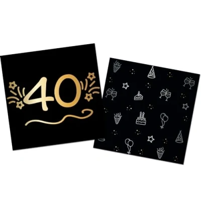 Afbeelding van Folat Servetten shining glam 40 jaar 16 stuks 33 x cm