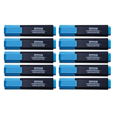 Afbeelding van OFFICER PRODUCTS Markeerstiften lichtgevend pak van 10 kleur: blauw/highlighter Textliner De niet giftige inkt, wigpunt lichtgevende kleuren hoge kwaliteit/lijndikte 1 5 mm, 17055211 01