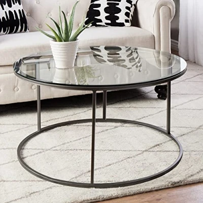 Afbeelding van Salontafel Kolari 45x80 cm gehard glas zwart en transparant